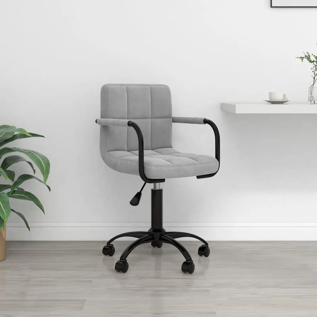 Sedia Da Ufficio Girevole Grigio Chiaro İn Velluto /