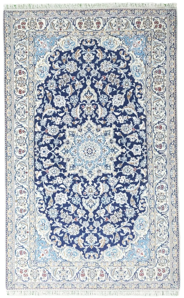 Nain Tappeto 140x220 Blu (Iran) Annodato A Mano