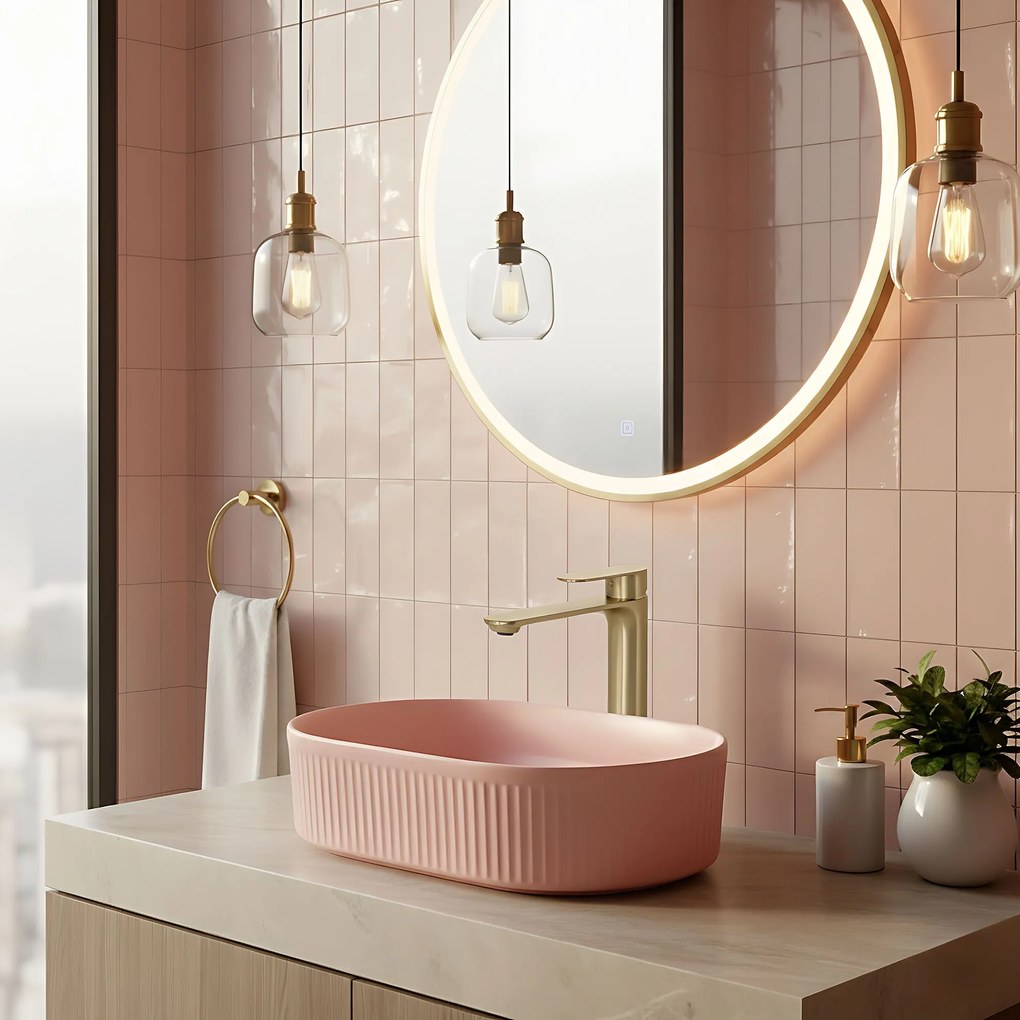 Rubinetto da lavabo Rea Drop Brush Gold High