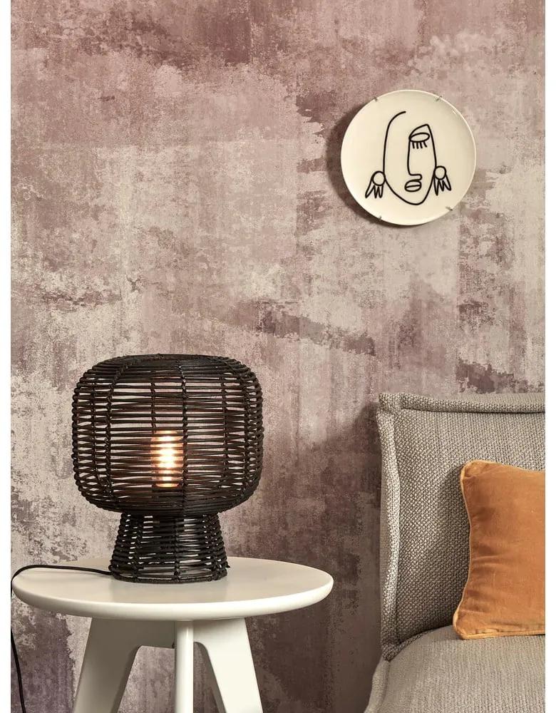 Lampada da tavolo nera con paralume in rattan (altezza 30 cm) Tanami - Good&amp;Mojo
