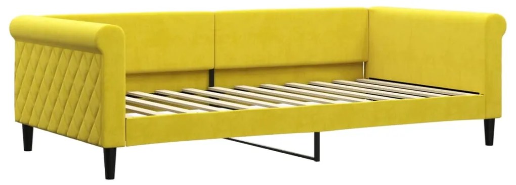 Divano Letto Estraibile con Cassetti Giallo 100x200cm Velluto