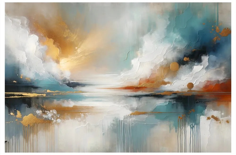 Quadro su tela – Cielo dorato sull’acqua