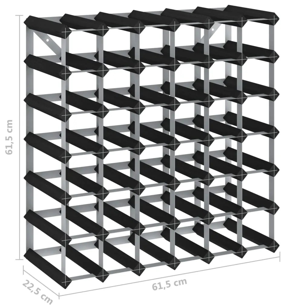 Portavini da 42 bottiglie nero in legno massello di pino