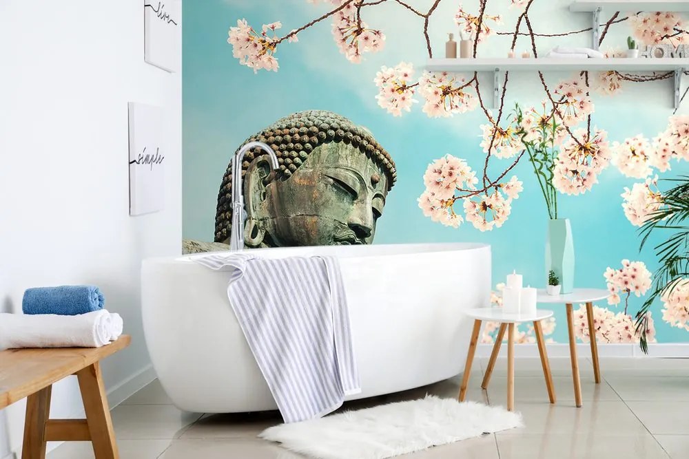 Carta da parati – Statua di Buddha con ciliegia