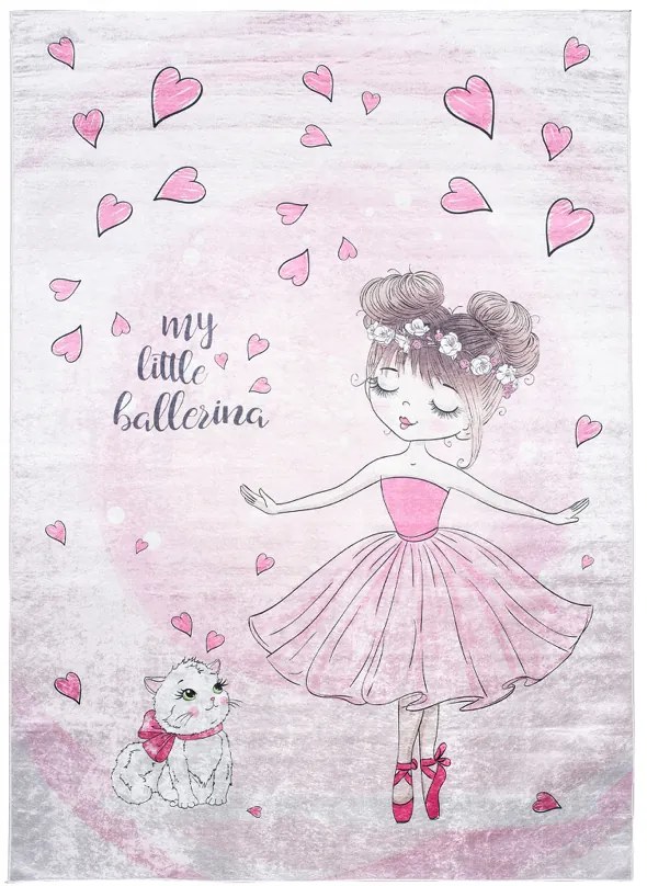 Tappeto rosa per bambini con ballerina Larghezza: 160 cm | Lunghezza: 230 cm