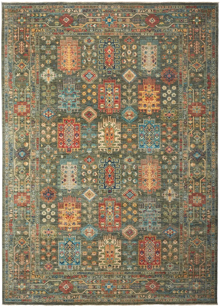Samarkand Tappeto orientale 340 x 250 Verde (Pakistan) Annodato A Mano