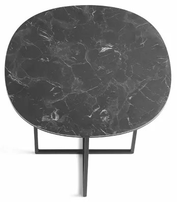 Tavolino in metallo con piano in vetro effetto Marmo Nero GINNI 50