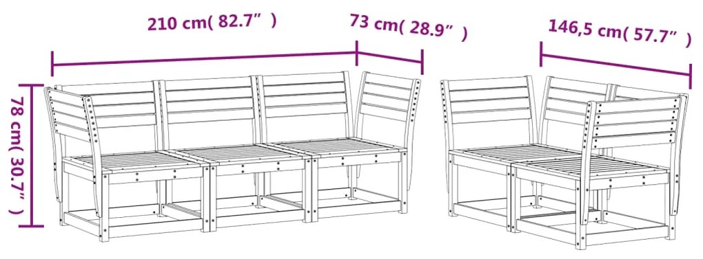 Set Divani da Giardino 5 pz in Legno Impregnato di Pino