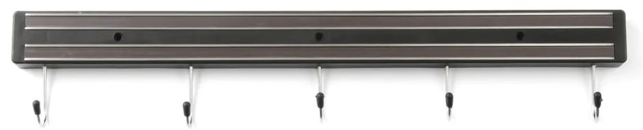 Barra portacoltelli magnetica nera con 5 ganci, lunghezza 47 cm - Hendi