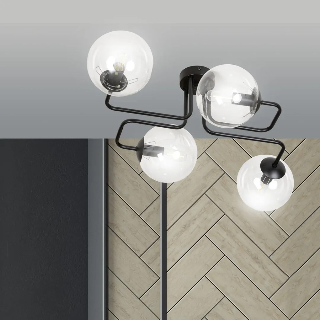 Lampadario da Soffitto BRENDI 4 in acciaio e vetro 4xE14
