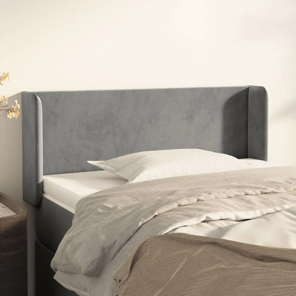Testiera Ad Orecchio Grigio Chiaro 93x16x78/88 Cm İn Velluto /