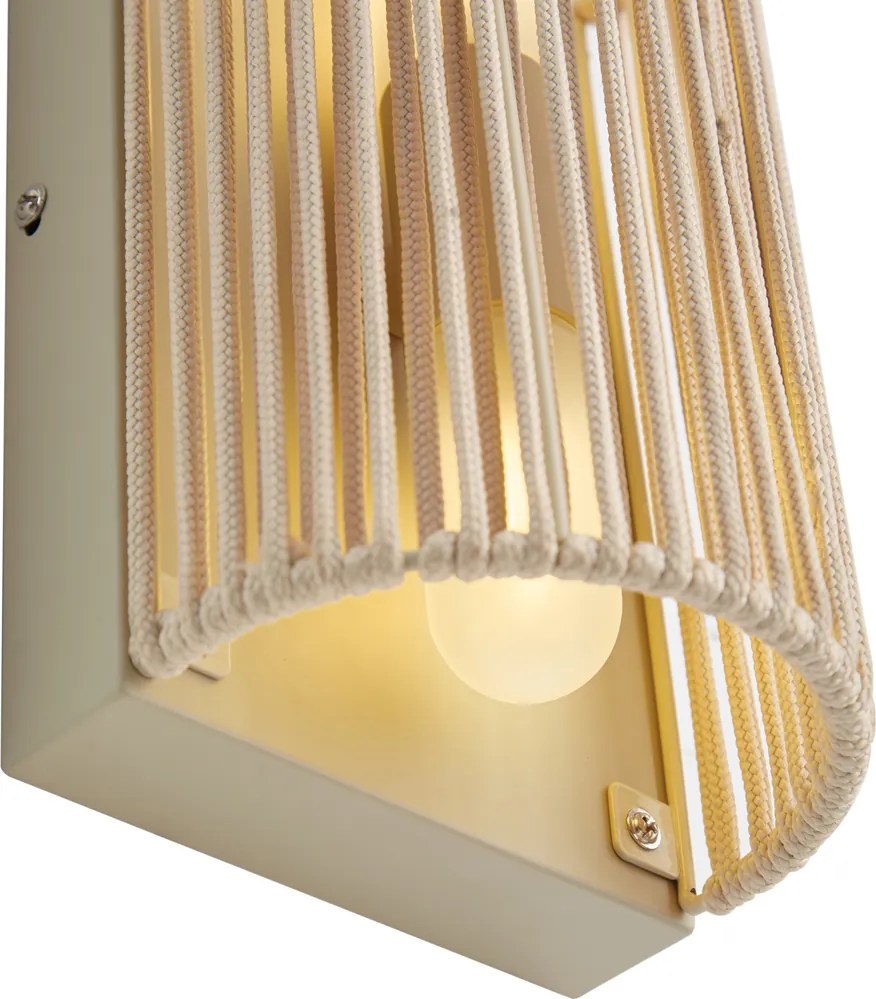 Lampada da parete Japandi beige con corda IP44 - Jayla