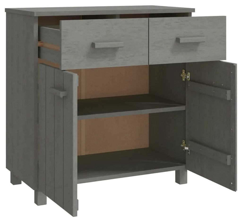 Credenza hamar grigio chiaro 79x40x80 cm legno massello di pino