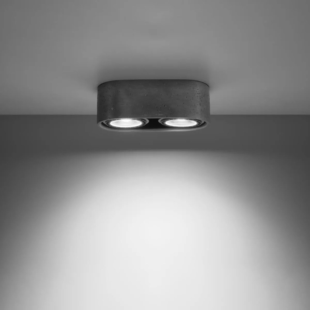 Lampada da soffitto BASIC 2 in Cemento 2 basi AR111 - Grigia