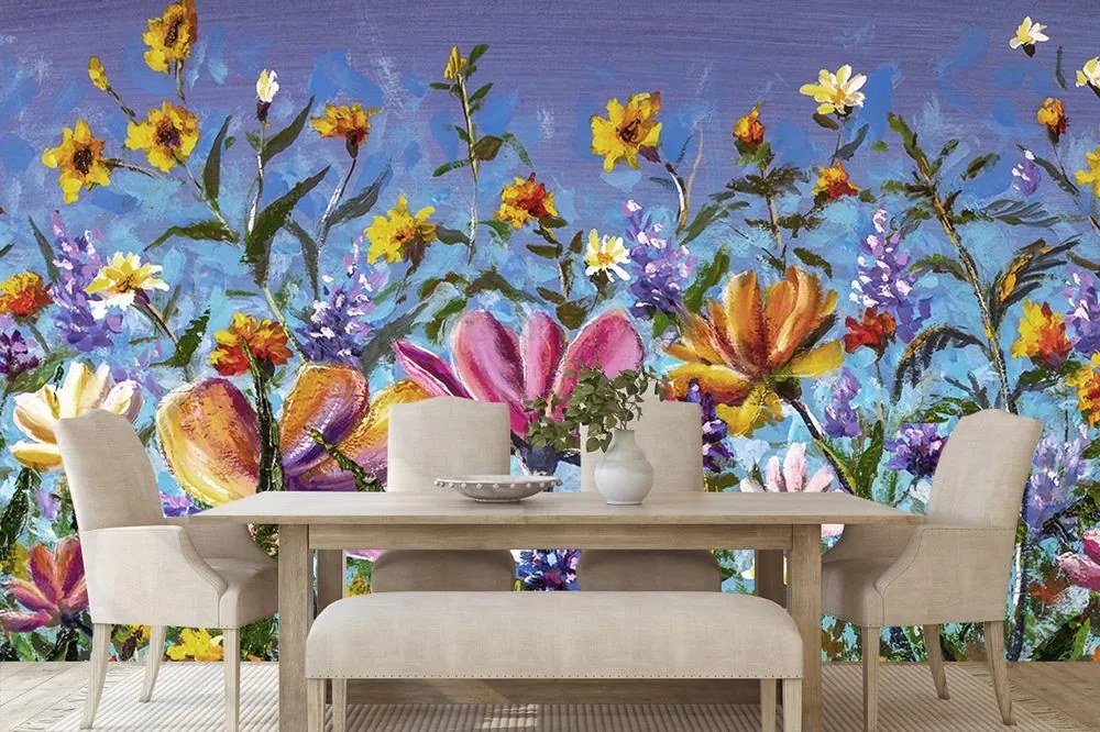 Carta da parati – Fiori colorati nel prato