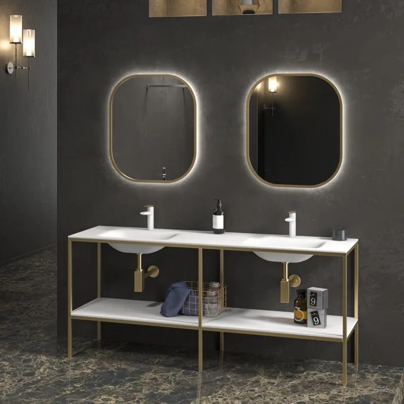 Mobile bagno metallico a terra 175 cm con doppio lavabo NET-175L - KAMALU