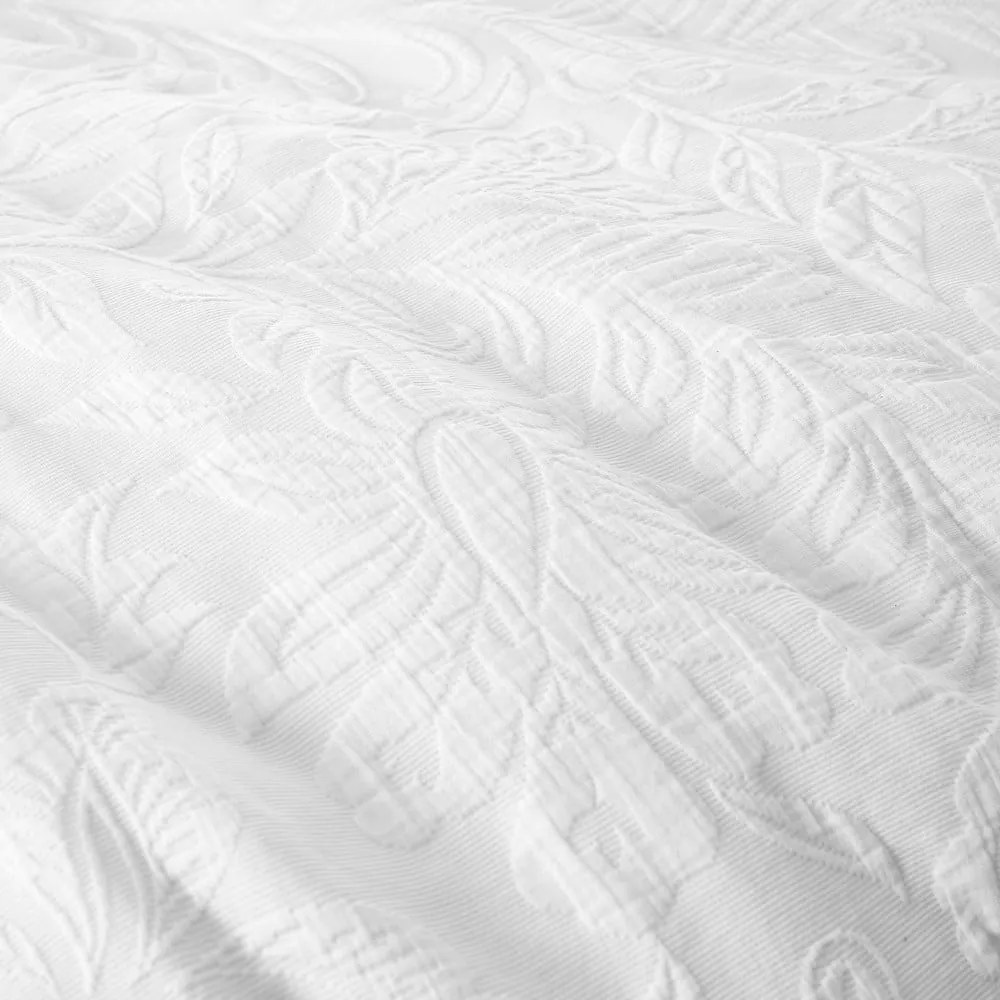 Set copripiumino e federa bianco in jacquard per letto matrimoniale 200x200 cm Fleur Matelassé – Bianca