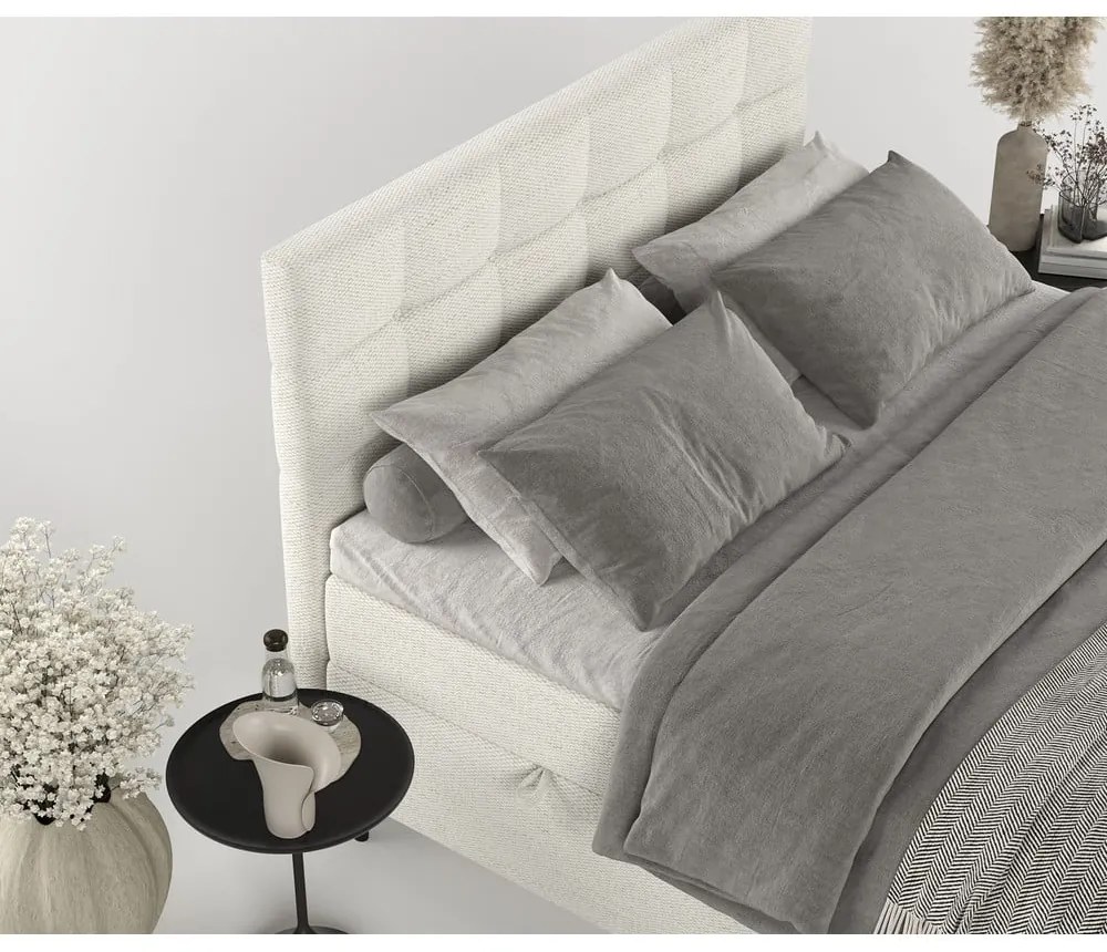 Letto boxspring crema con contenitore 160x200 cm Urbaneo - Maison de Rêve