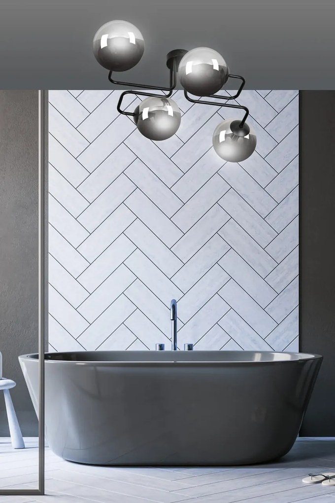 Lampadario da Soffitto BRENDI 4 in acciaio e vetro 4xE14