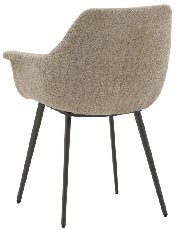 Set di sedie MIRASIERRA in tessuto beige effetto bouclé e gambe in metallo nero, con braccioli
