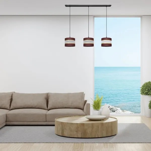 Lampadario a sospensione con filo HELEN 3xE27/15W/230V marrone/nero/oro