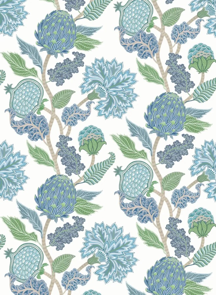 Osborne & Little Tapete Cynara - Denim/ Apple