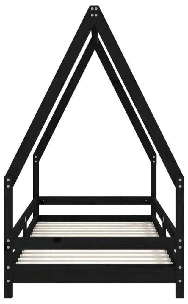 Giroletto per bambini nero 90x200 cm in legno massello di pino