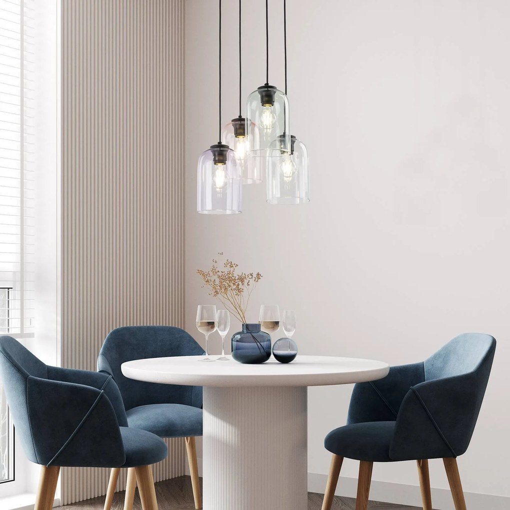 TK Lighting Lampada a sospensione Molly, Ø 38 cm, multicolore, metallo, vetro, a 4 luci.
