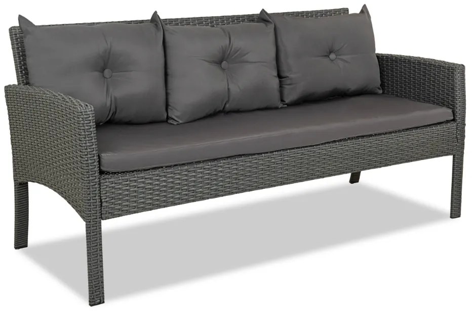 Divano tre posti in polyrattan antracite Bari Garden Point