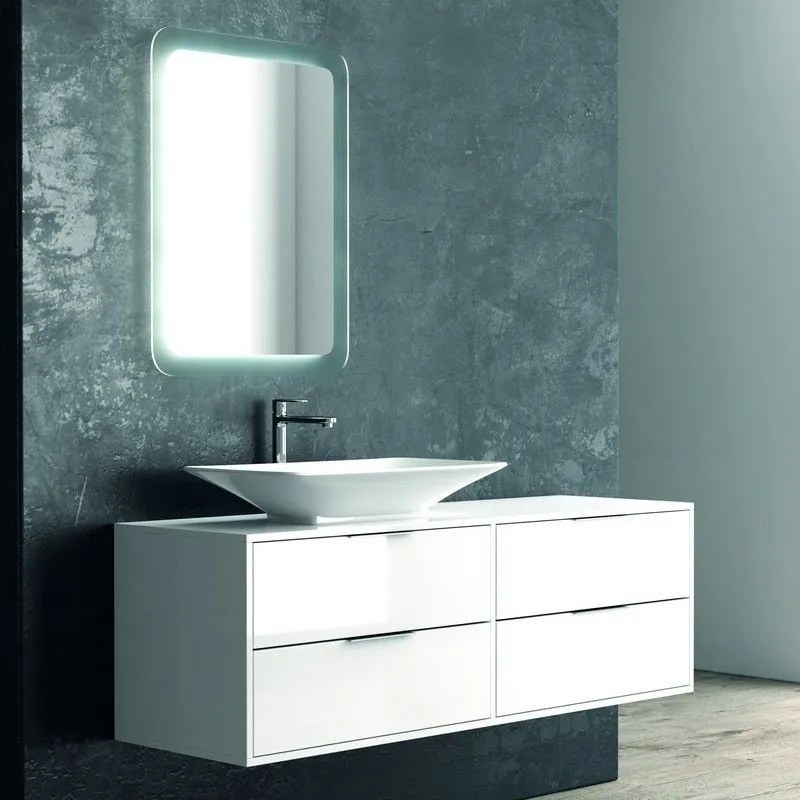 Kamalu - mobile bagno 150cm con 4 cassetti e doppio lavabo kspr-150d