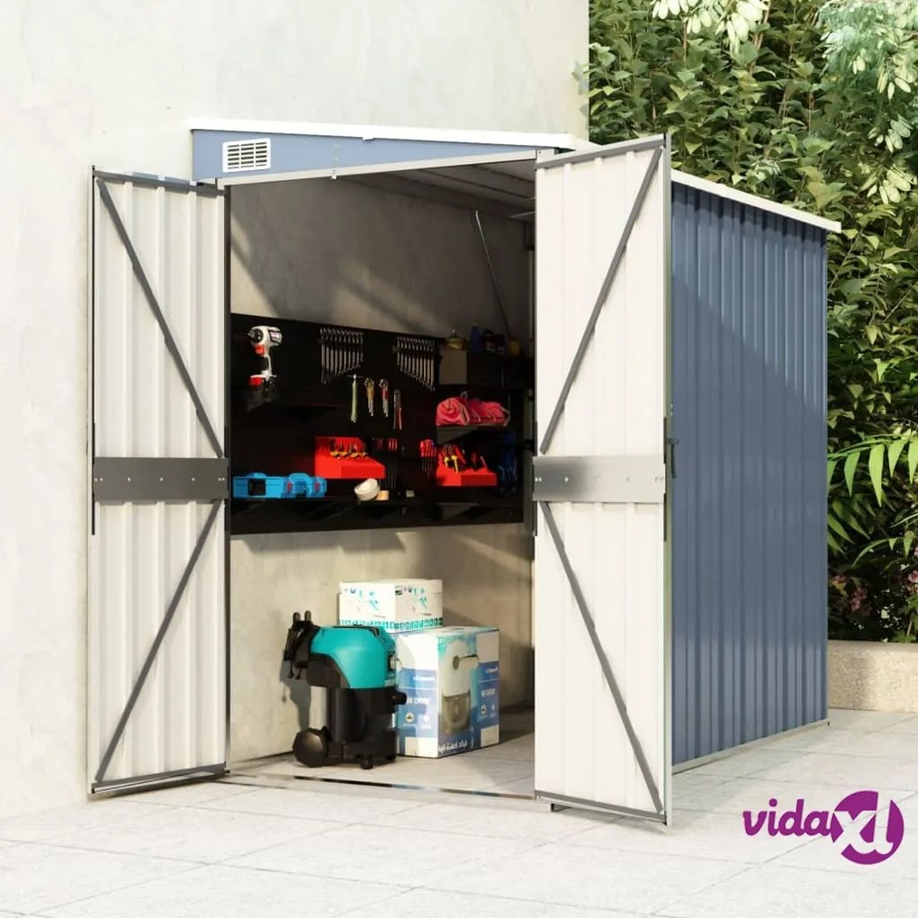 vidaXL Capanno Giardino a Parete Grigio 118x194x178 cm Acciaio Zincato