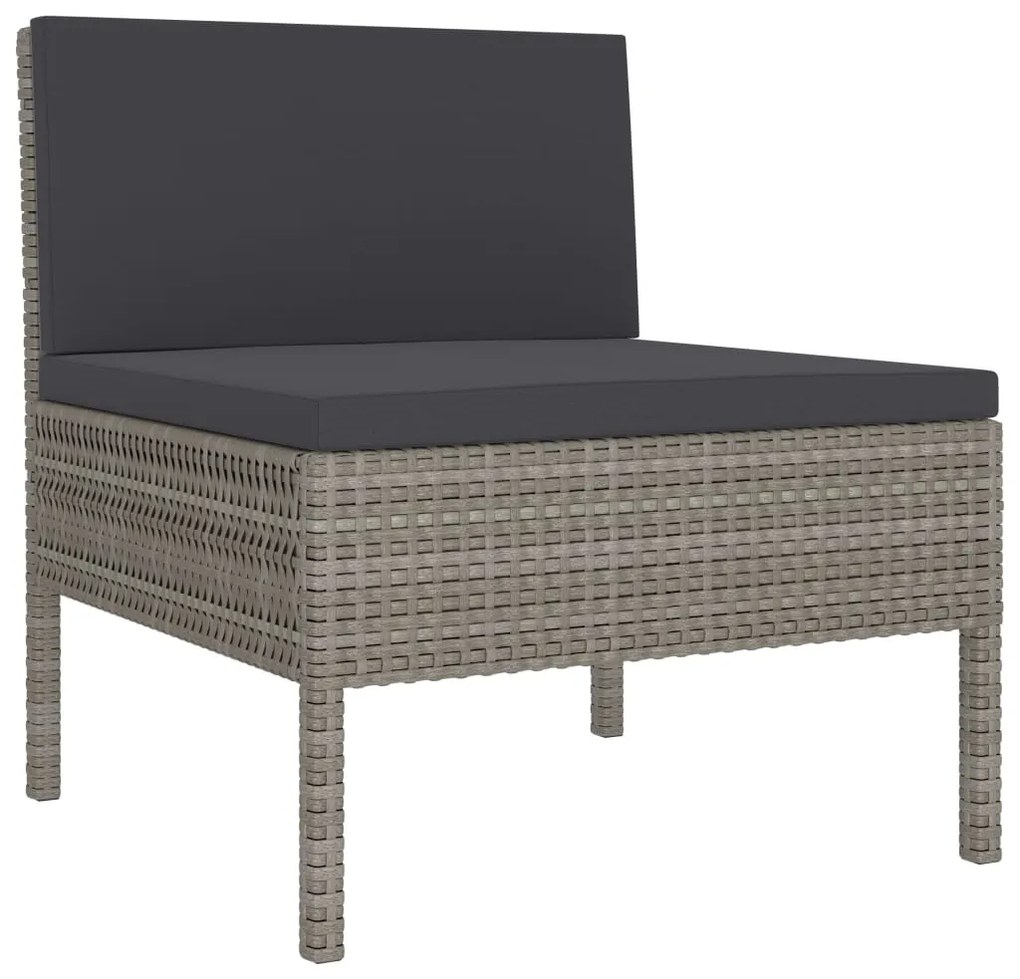 Set divani da giardino 6 pz con cuscini in polyrattan grigio