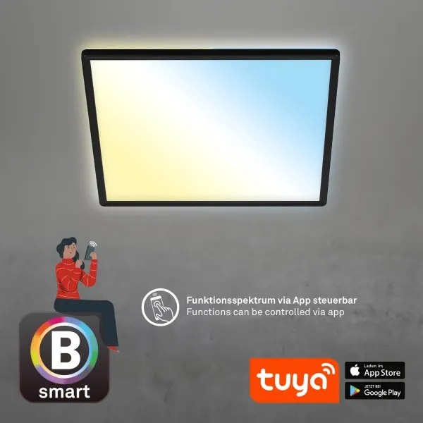 Briloner 7060-015 - Pannello LED dimmerabile SLIM 22W/230V 42x42 cm nero Wi-Fi Tuya + telecomando