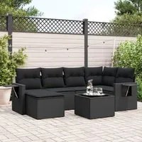 Set Divani da Giardino con Cuscini 7pz Nero Polyrattancod mxl 88381