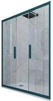 Porta doccia scorrevole 160 CM H 200 Vetro Trasparente Profilo Verde night watch mod. Glam