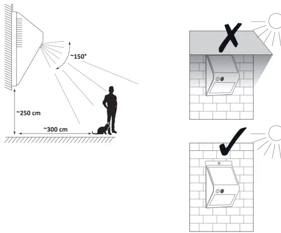 Lampada solare da parete LED con sensore LED/2,2W/3,7V 2200 mAh IP44