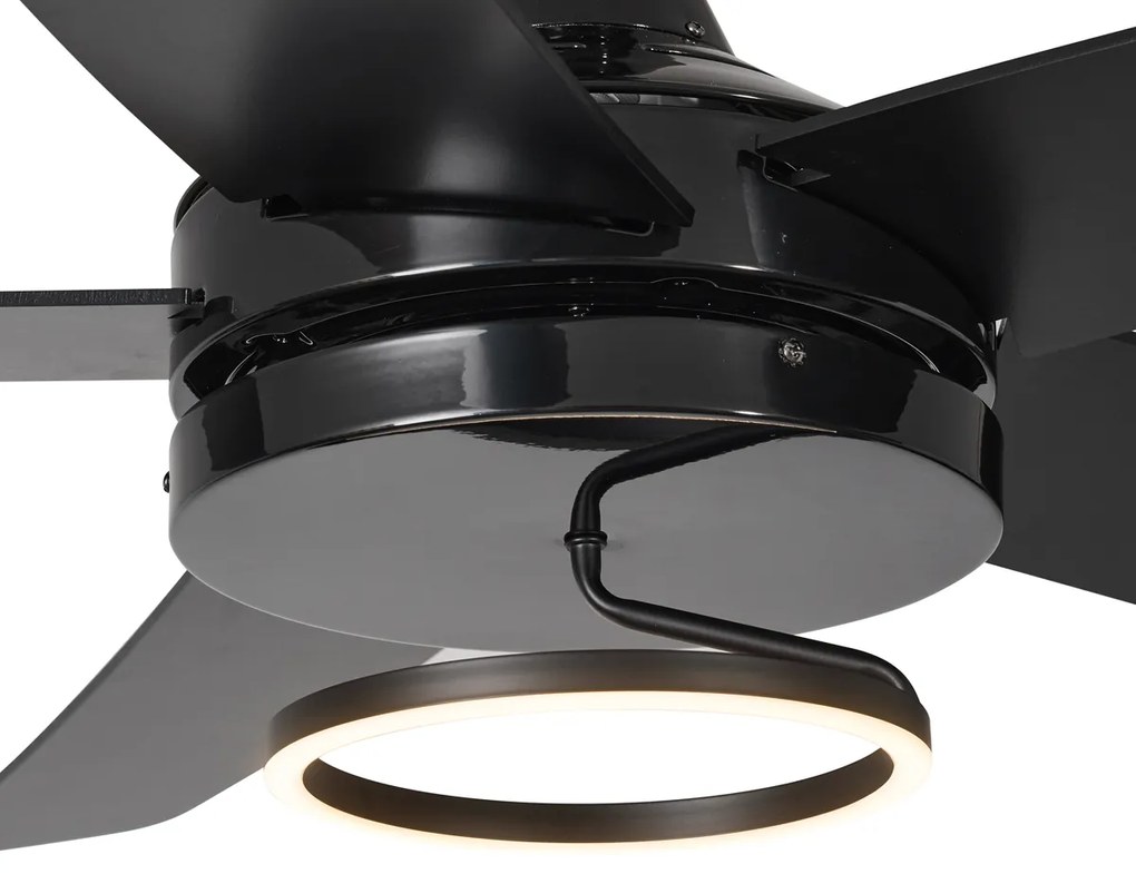 Ventilatore da soffitto nero 132 cm con LED e telecomando - Cool Anello