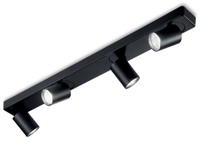 Plafoniera Moderna Rudy Metallo Nero 4 Luci 7W 3000K Luce Calda