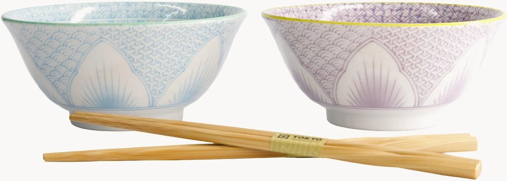 Set di 2 ciotole in porcellana Lily Flower