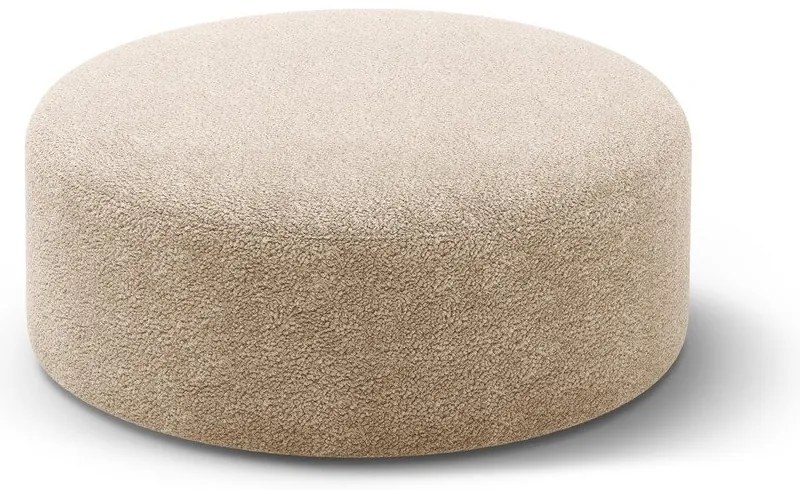 Poggiapiedi marrone chiaro con rivestimento in bouclé Dia – Micadoni