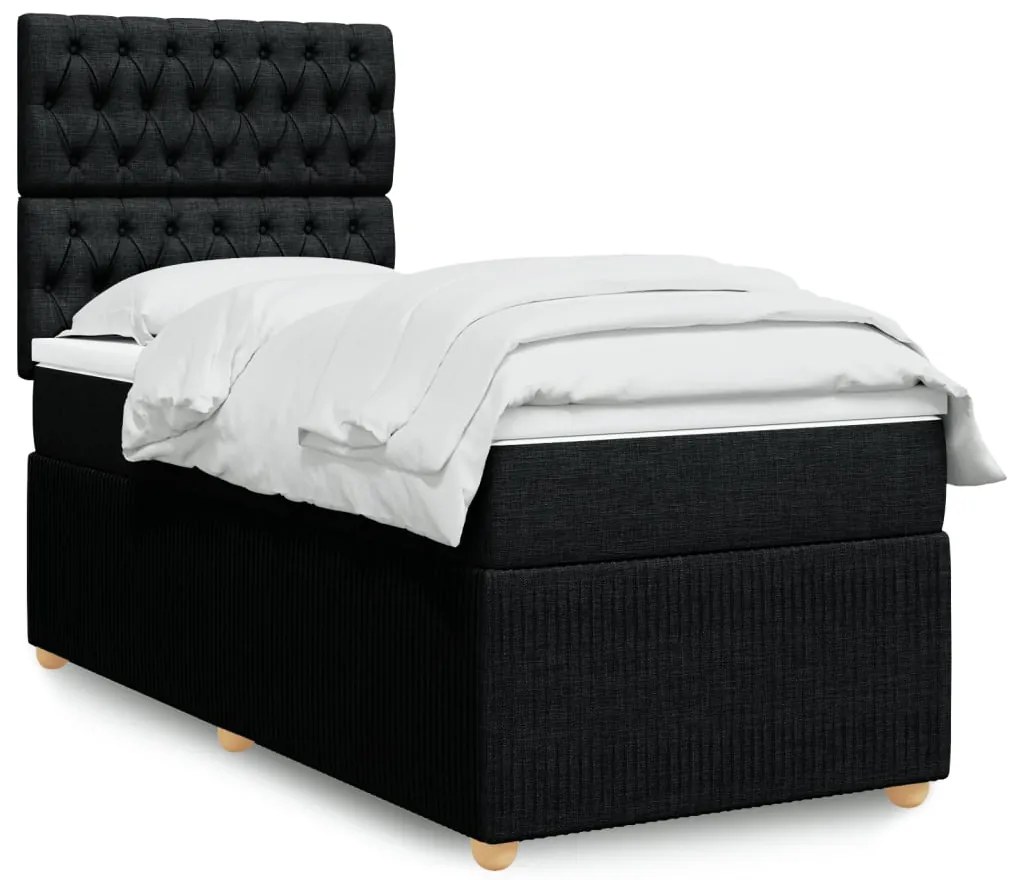 Giroletto A Molle Con Materasso Nero 90x190 Cm İn Tessuto /