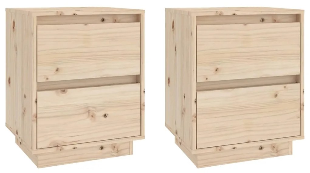 Comodini 2 pz 40x35x50 cm in legno massello di pino