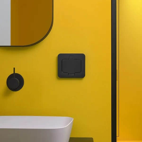 Solight 5B322B - Presa a pavimento da incasso per esterno IP55 nero rettangolare