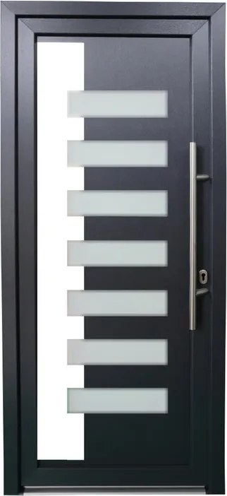 Portoncino d'ingresso 20022 L 90 x H 210 cm in PVC antracite, apertura spingere a sinistra, falso telaio non incluso