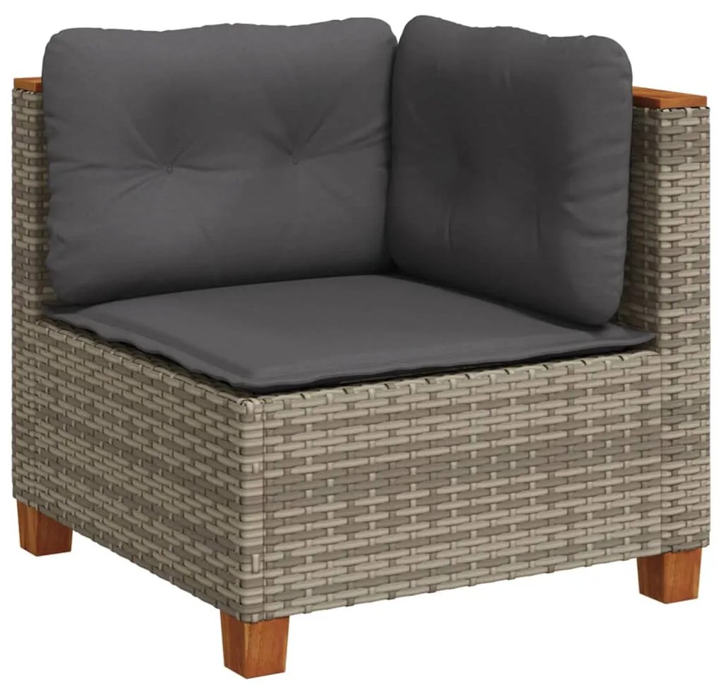 Set divani da giardino 11 pz con cuscini in polyrattan grigio