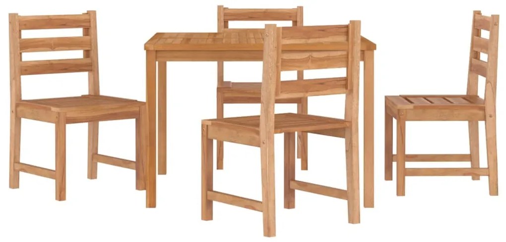 Set da Pranzo per Giardino 5 pz in Legno Massello di Teak