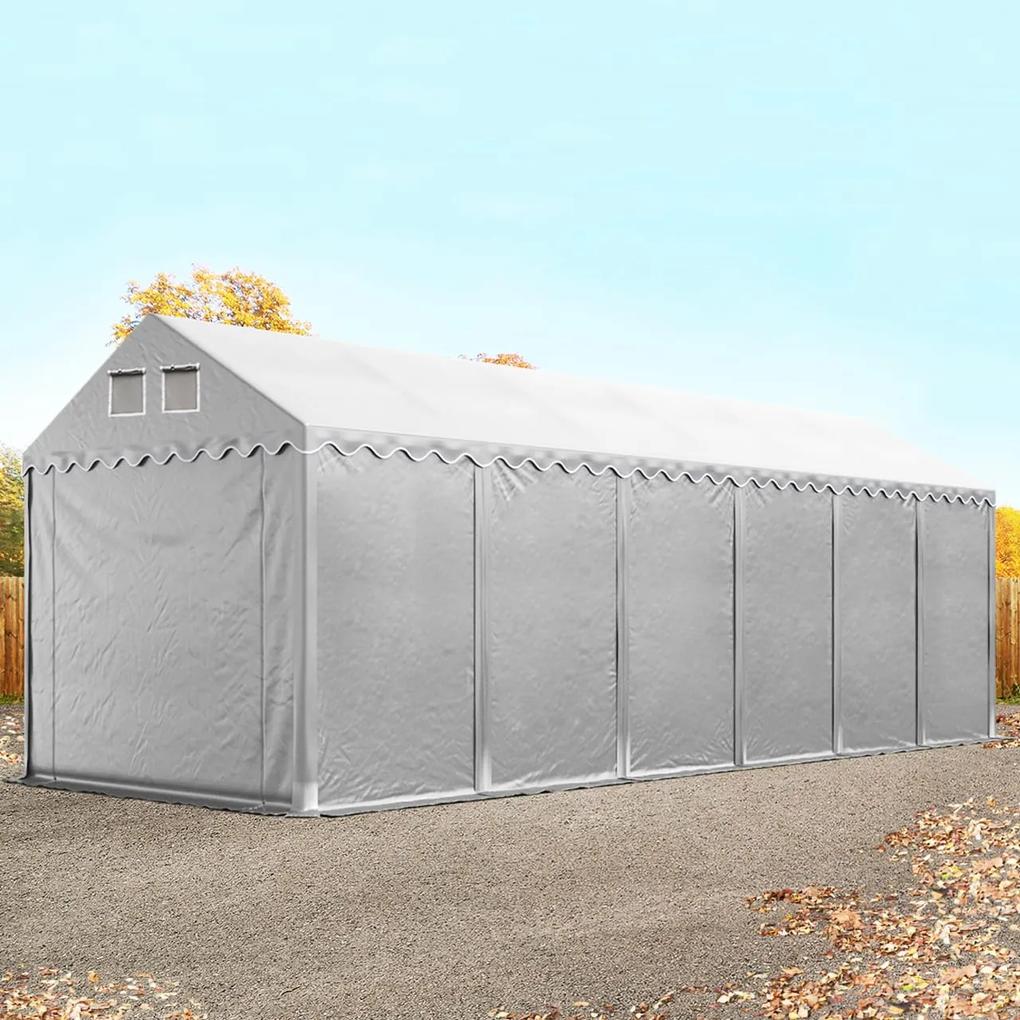 TOOLPORT 4x12 m tenda capannone, altezza 2,6m, PVC 800, telaio perimetrale, grigio, senza statica - (49864)