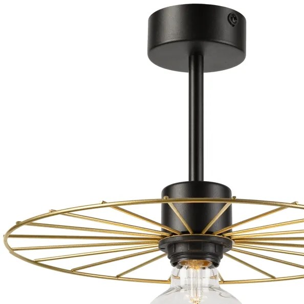Lampadario a sospensione con supporto rigido MONTANA 1xE27/15W/230V diametro 30 cm oro/nero