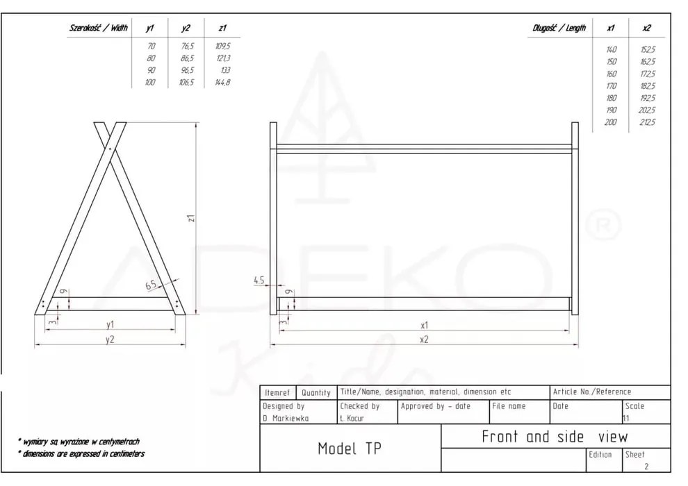 Letto da casa in legno di pino Mila TP, 80 x 160 cm - Adeko