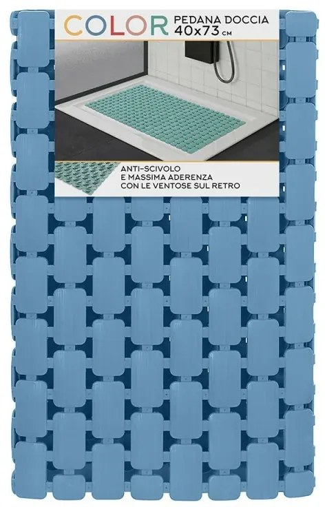 Tappetino antiscivolo doccia blu 40x73 cm in plastica Spring